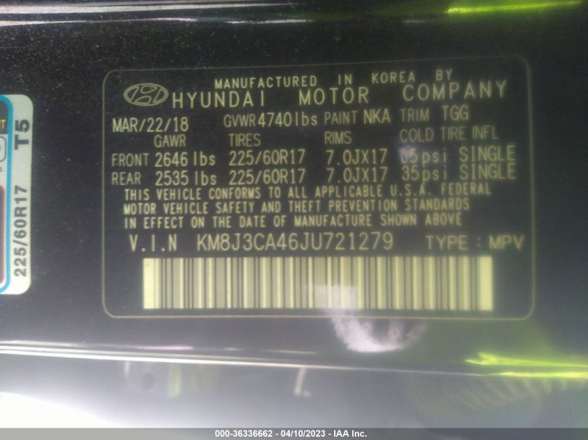 2018 HYUNDAI TUCSON SEL - KM8J3CA46JU721279