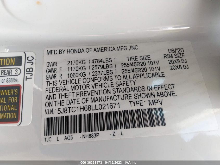 2020 ACURA RDX W/A-SPEC PKG - 5J8TC1H68LL021671
