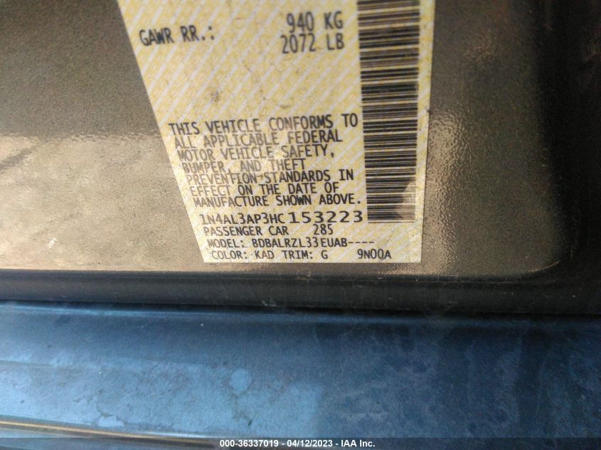 2017 NISSAN ALTIMA 2.5 - 1N4AL3AP3HL153223