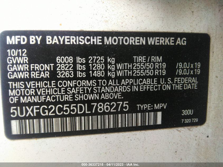 2013 BMW X6 XDRIVE35I 5UXFG2C55DL786275