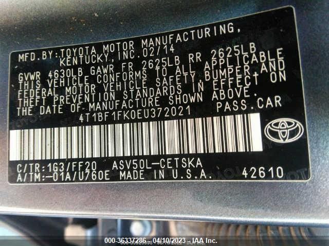 2014 TOYOTA CAMRY L/LE/XLE/SE/SE SPORT - 4T1BF1FK0EU372021