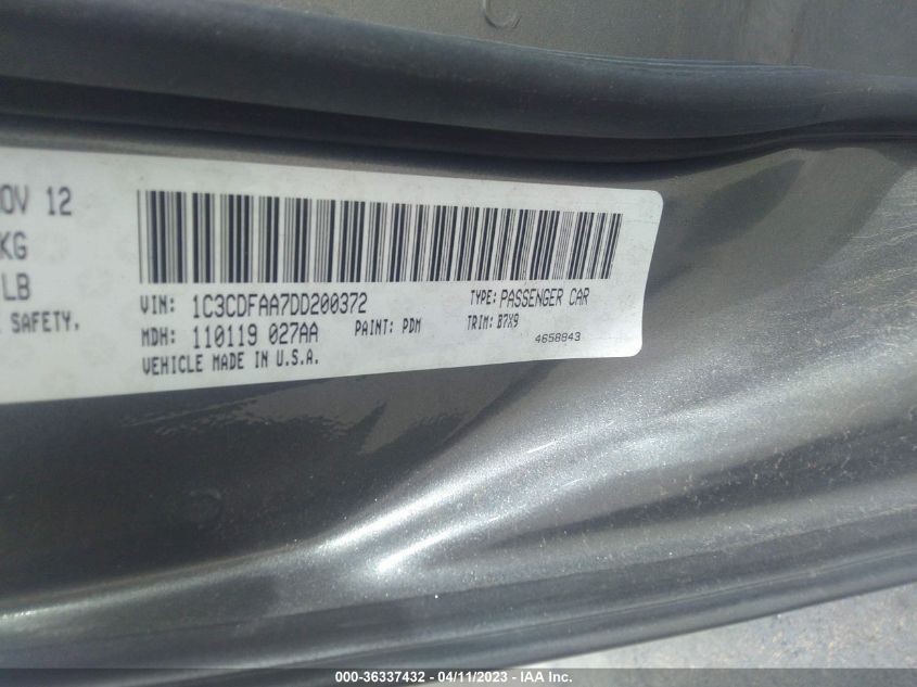 2013 DODGE DART SE - 1C3CDFAA7DD200372