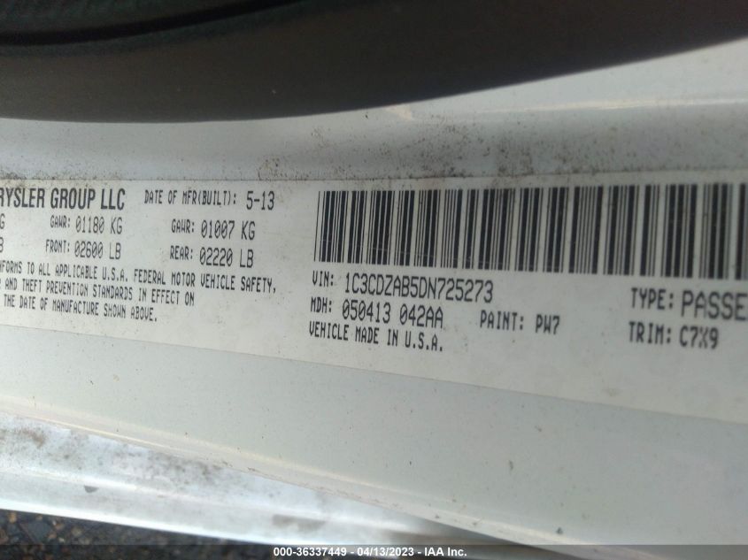 2013 DODGE AVENGER SE - 1C3CDZAB5DN725273