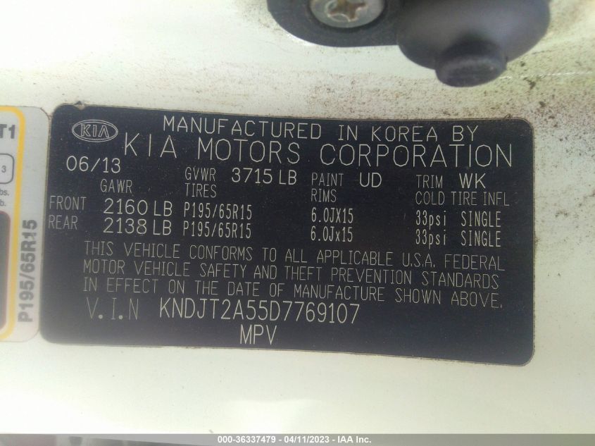 2013 KIA SOUL BASE - KNDJT2A55D7769107