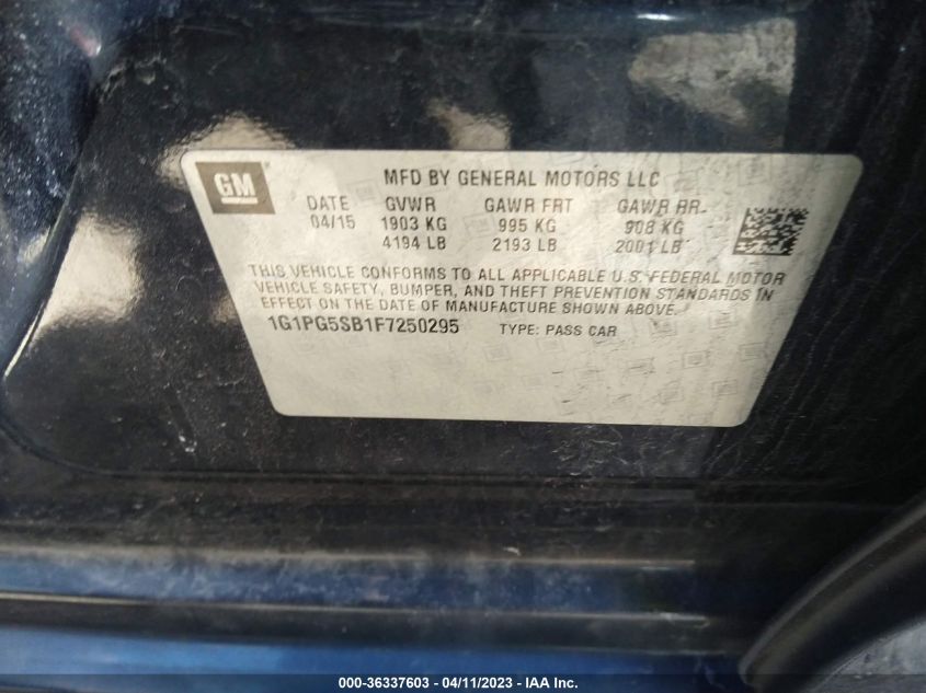 2015 CHEVROLET CRUZE LTZ - 1G1PG5SB1F7250295
