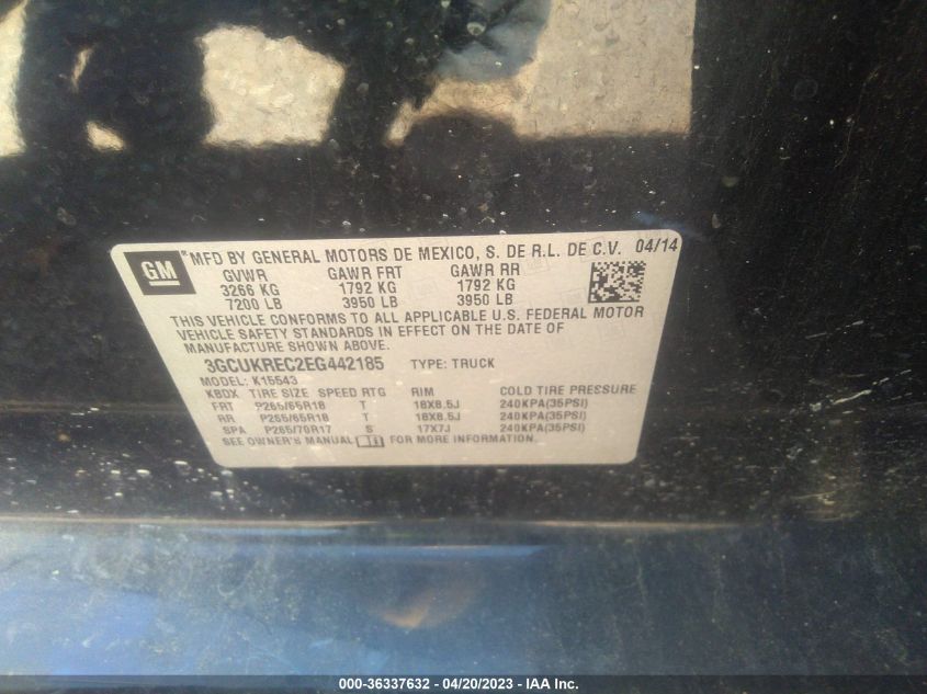 2014 CHEVROLET SILVERADO 1500 LT - 3GCUKREC2EG442185