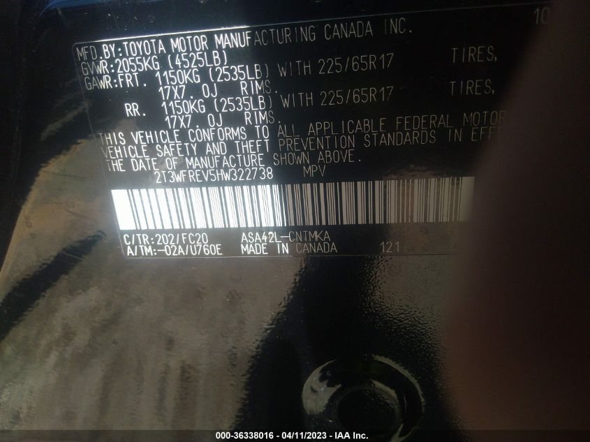 2017 TOYOTA RAV4 XLE - 2T3WFREV5HW322738