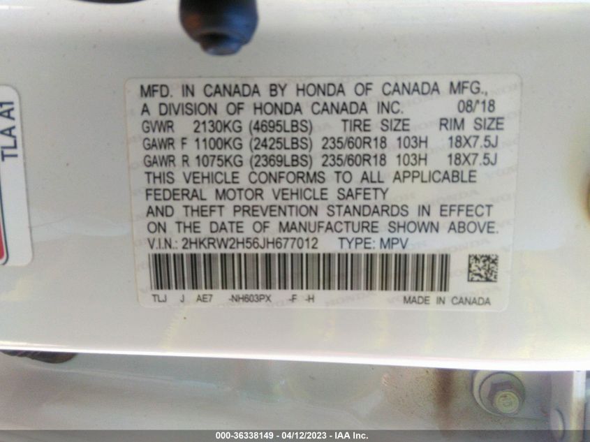2018 HONDA CR-V EX - 2HKRW2H56JH677012