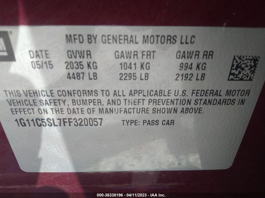 2015 CHEVROLET MALIBU LT - 1G11C5SL7FF320057