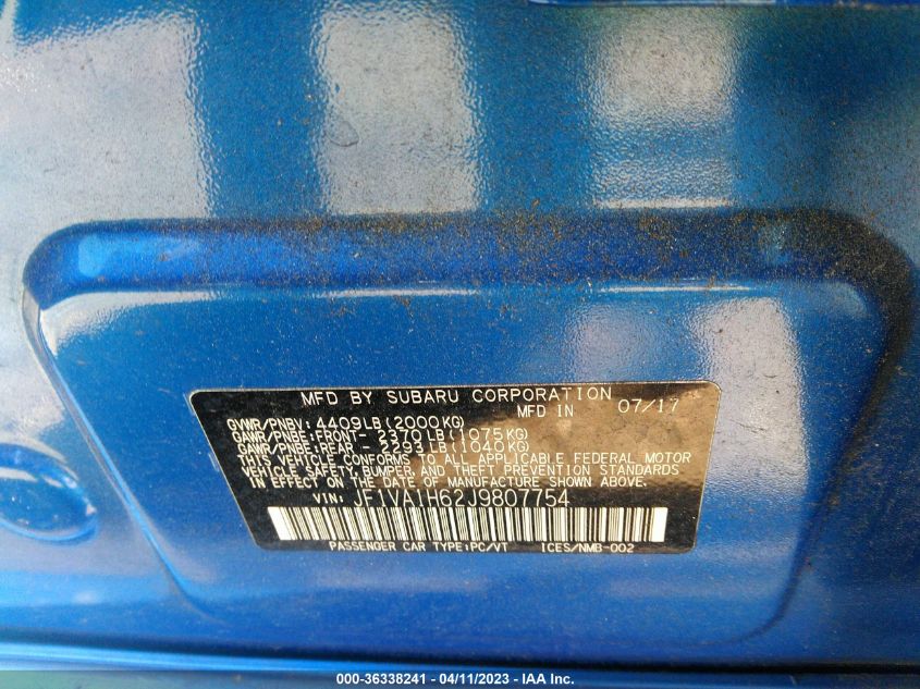 2018 SUBARU WRX LIMITED - JF1VA1H62J9807754