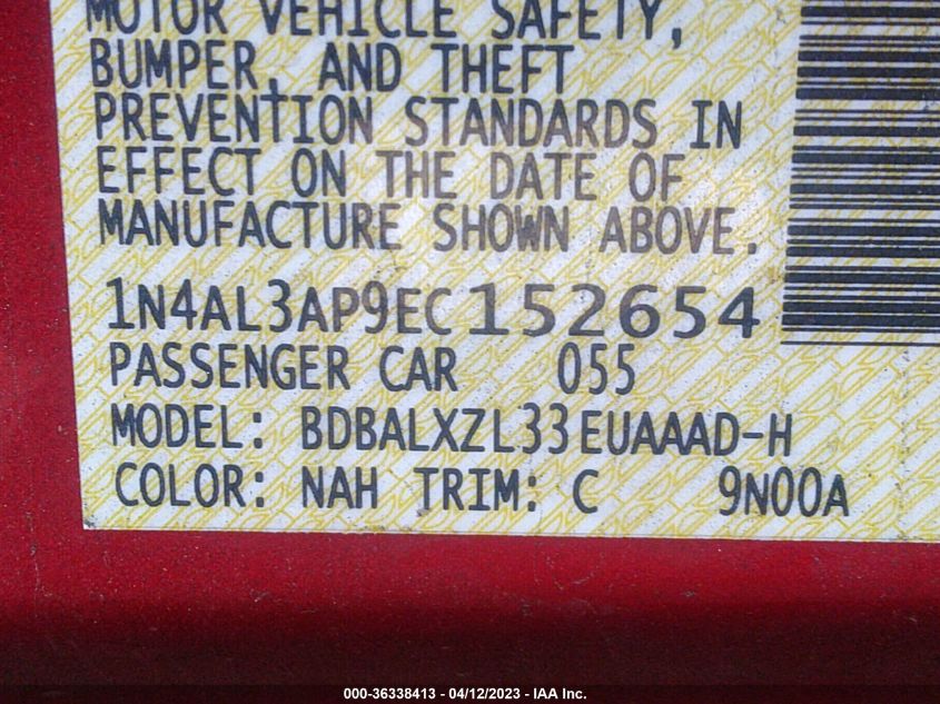 2014 NISSAN ALTIMA 2.5 SL - 1N4AL3AP9EC152654