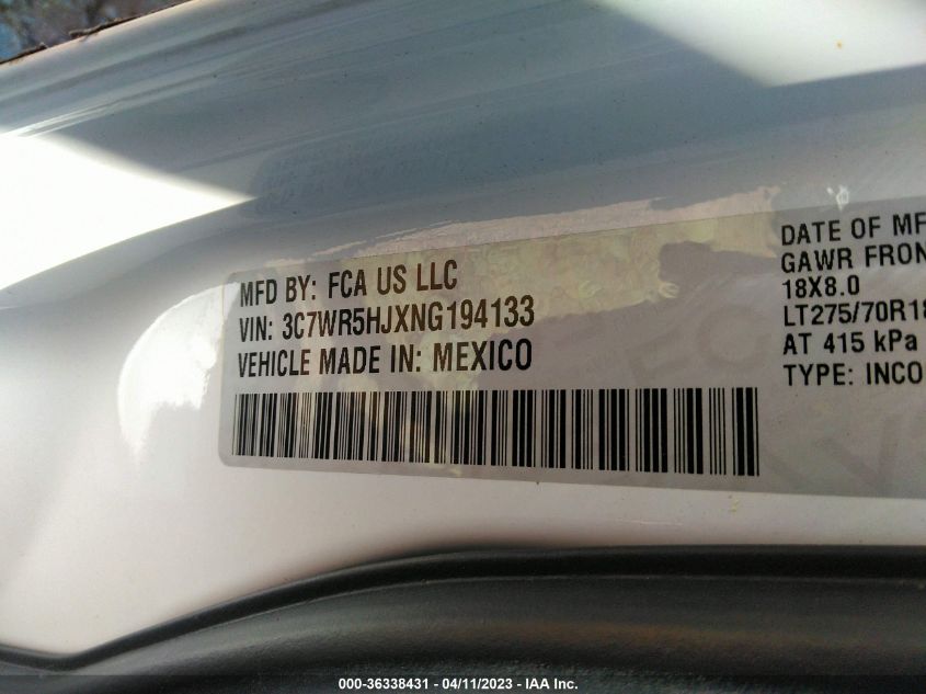 2022 RAM 2500 TRADESMAN - 3C7WR5HJXNG194133