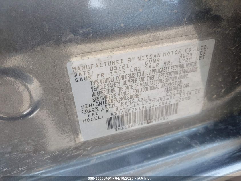 2021 NISSAN VERSA SV - 3N1CN8EV2ML890451