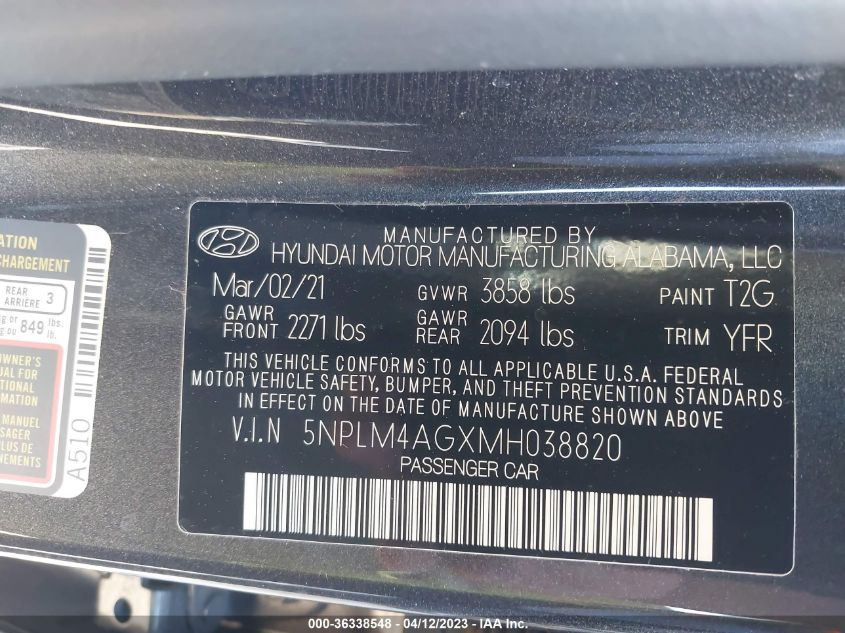 2021 HYUNDAI ELANTRA SEL - 5NPLM4AGXMH038820