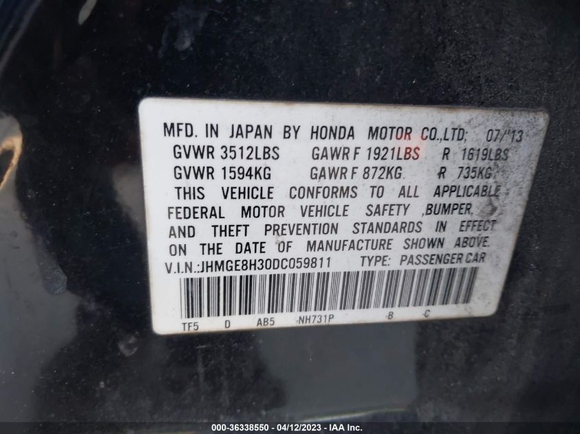 2013 HONDA FIT - JHMGE8H30DC059811