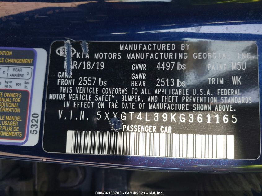 2019 KIA OPTIMA S - 5XXGT4L39KG361165