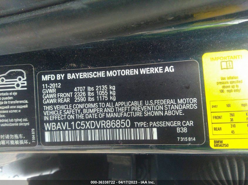 2013 BMW X1 XDRIVE28I - WBAVL1C5XDVR86850