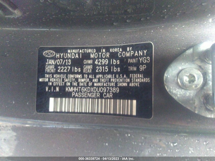 2013 HYUNDAI GENESIS COUPE 2.0T KMHHT6KDXDU097389