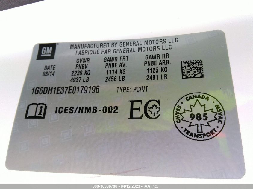 2014 CADILLAC CTS COUPE PREMIUM - 1G6DH1E37E0179196