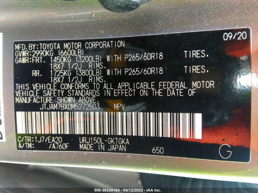 2021 LEXUS GX GX 460 PREMIUM JTJAM7BX0M5272503