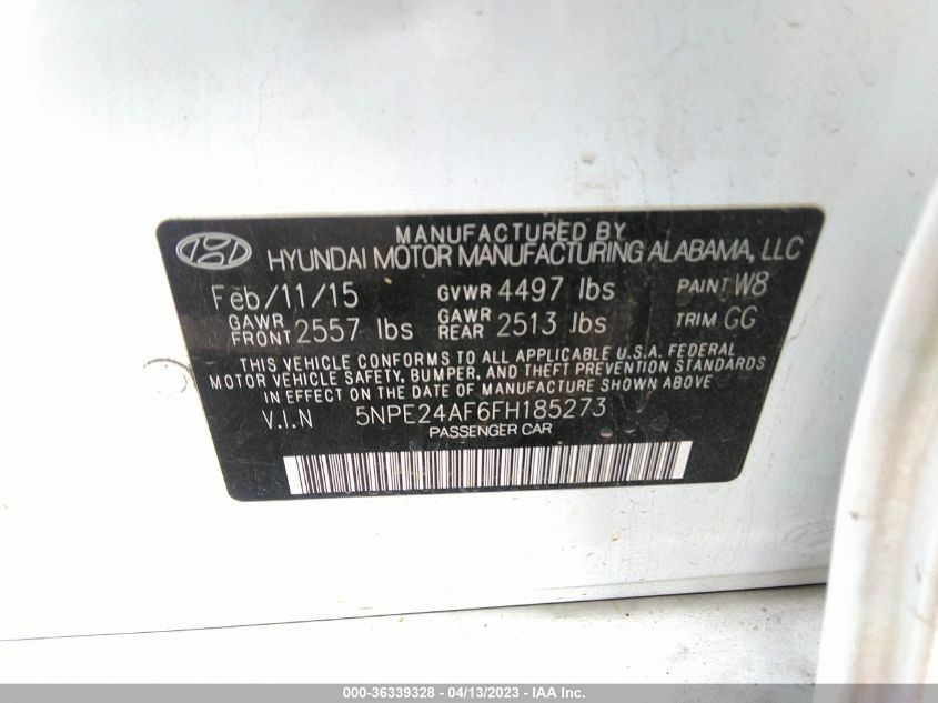 2015 HYUNDAI SONATA 2.4L SE - 5NPE24AF6FH185273