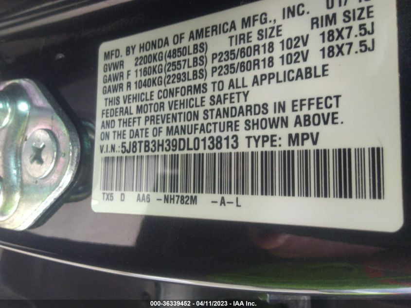 2013 ACURA RDX - 5J8TB3H39DL013813