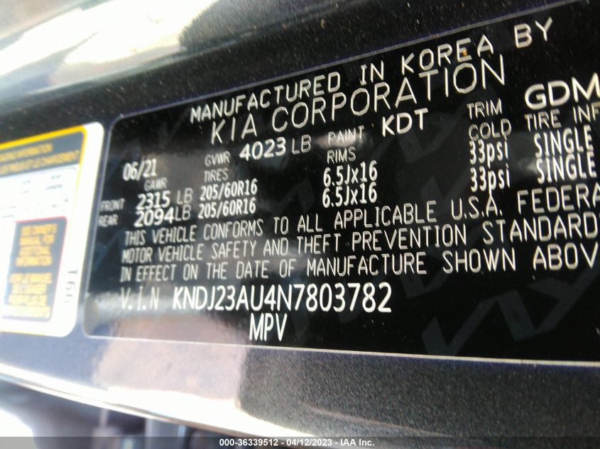 2022 KIA SOUL LX - KNDJ23AU4N7803782