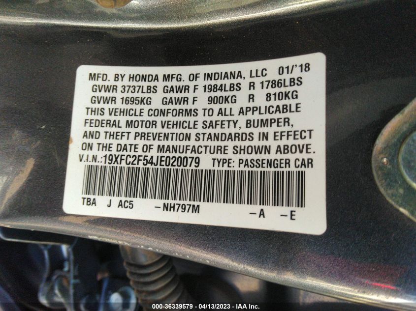 2018 HONDA CIVIC SEDAN LX - 19XFC2F54JE020079