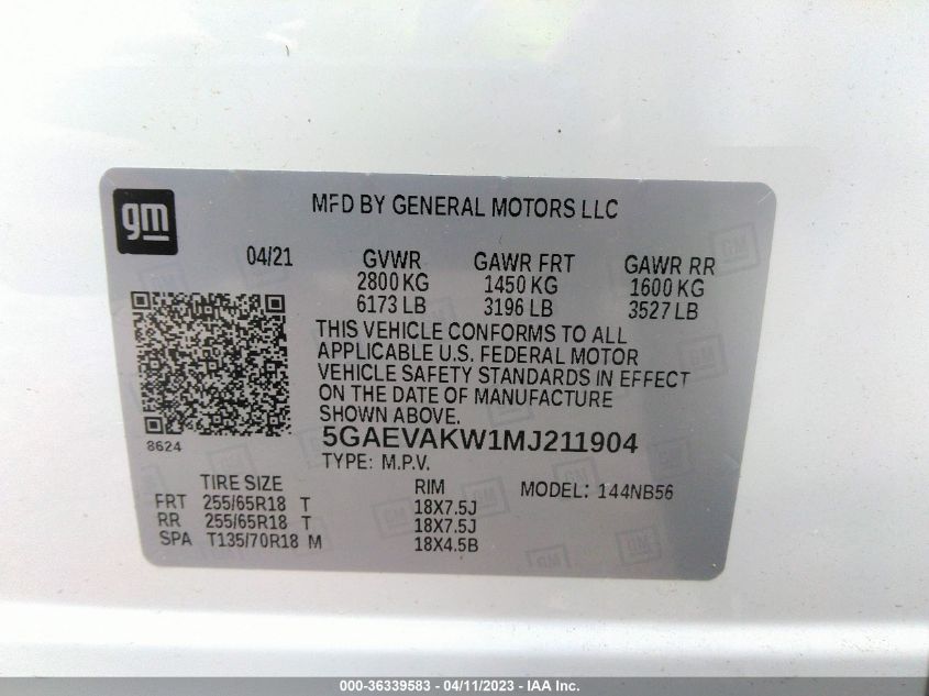 2021 BUICK ENCLAVE ESSENCE - 5GAEVAKW1MJ211904