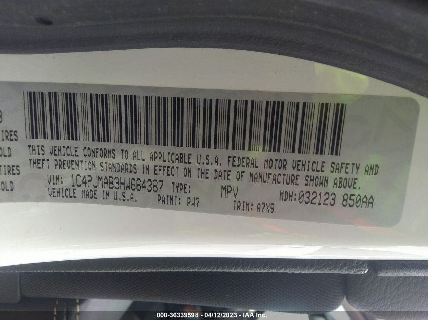 2017 JEEP CHEROKEE SPORT - 1C4PJMAB3HW664367