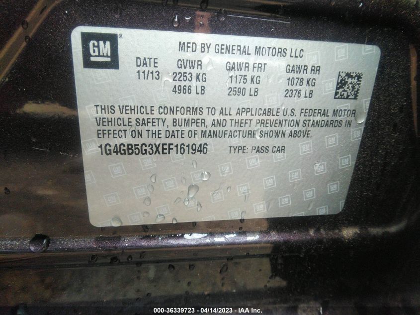 2014 BUICK LACROSSE LEATHER - 1G4GB5G3XEF161946