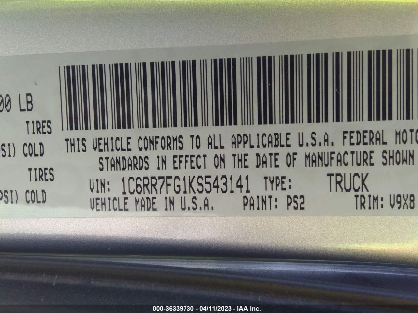 2019 RAM 1500 CLASSIC EXPRESS - 1C6RR7FG1KS543141