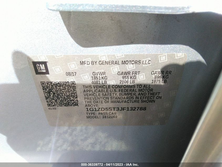 2018 CHEVROLET MALIBU LT - 1G1ZD5ST3JF132788