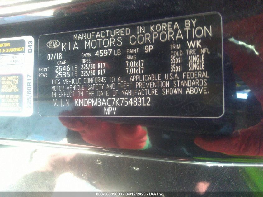 2019 KIA SPORTAGE LX - KNDPM3AC7K7548312