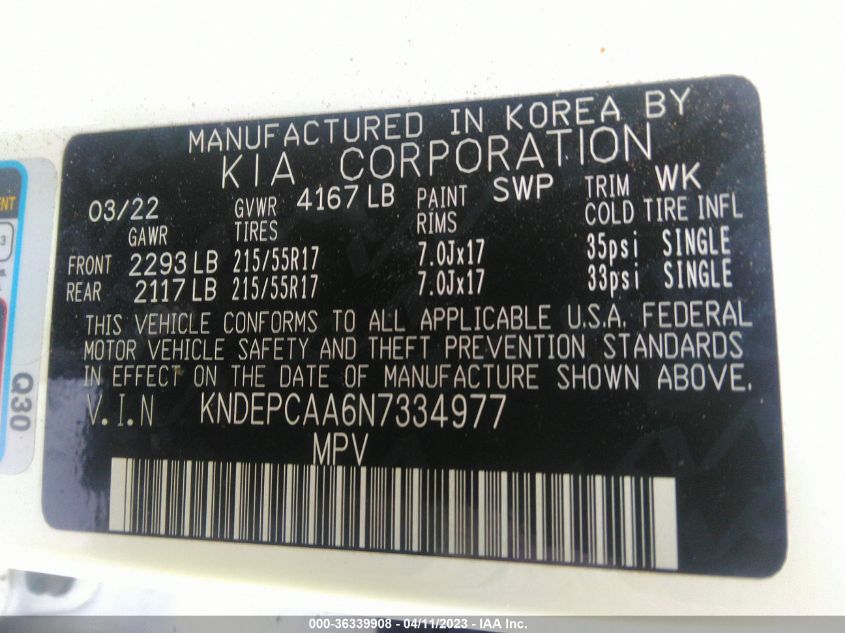 2022 KIA SELTOS LX - KNDEPCAA6N7334977