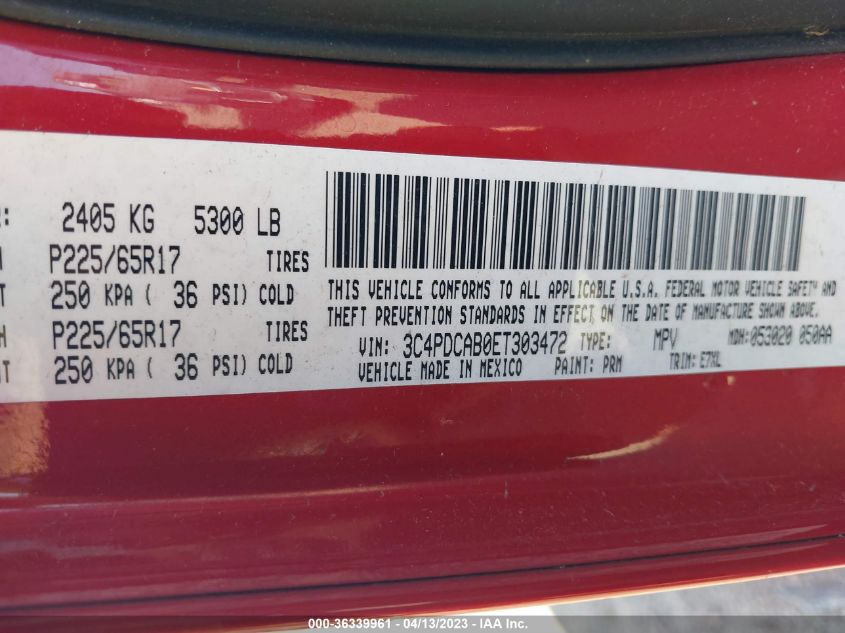 2014 DODGE JOURNEY SE - 3C4PDCAB0ET303472