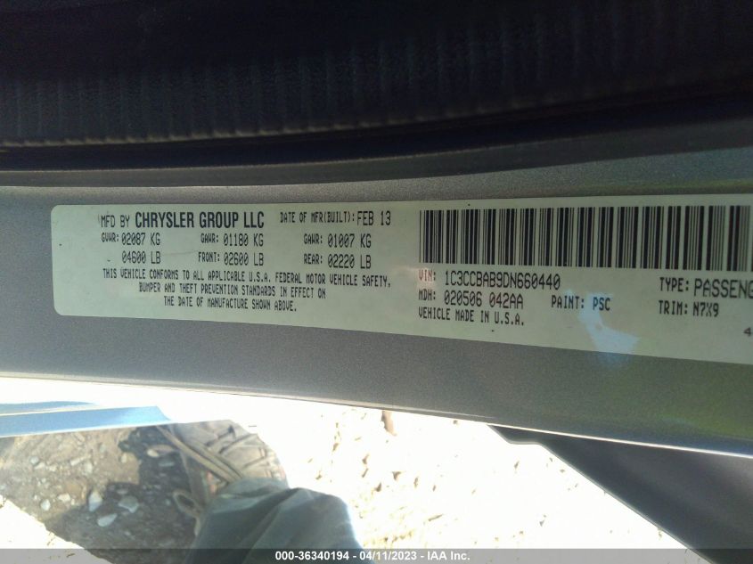 2013 CHRYSLER 200 LX - 1C3CCBAB9DN660440