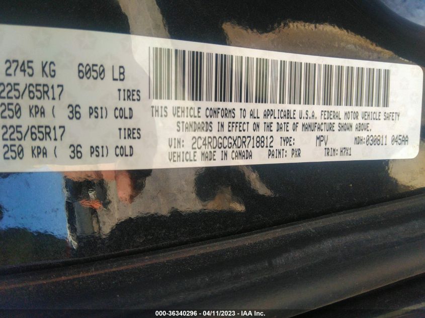 2013 DODGE GRAND CARAVAN SXT - 2C4RDGCGXDR718812