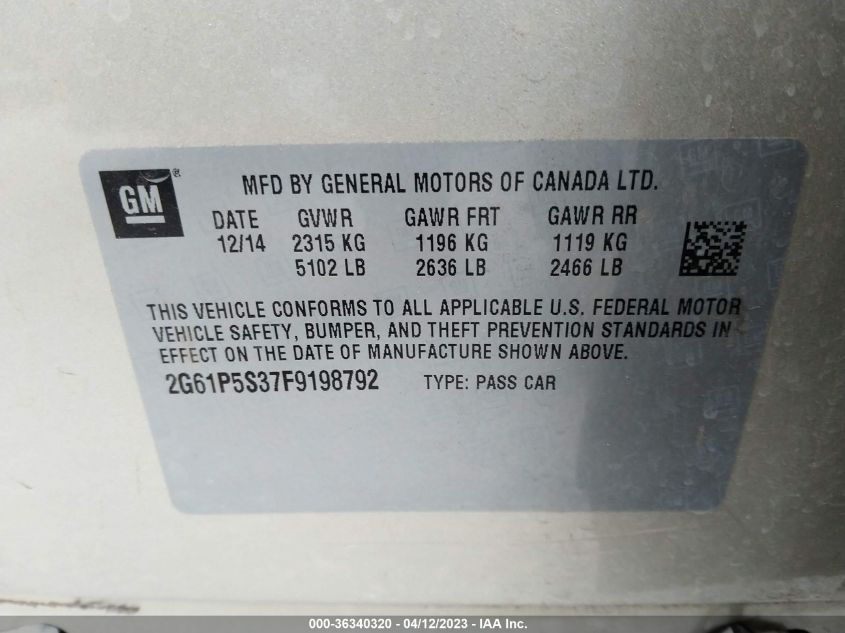2015 CADILLAC XTS PREMIUM - 2G61P5S37F9198792
