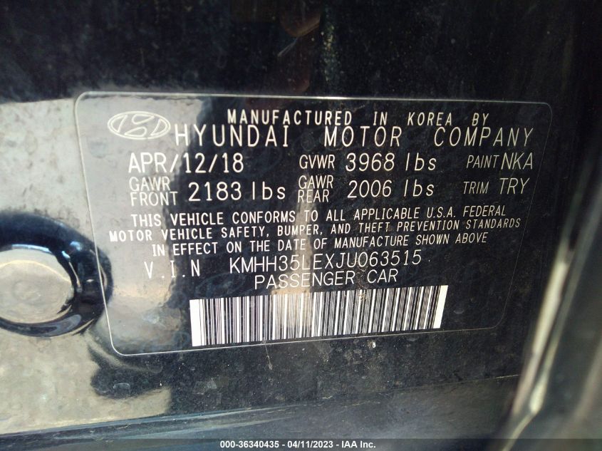 2018 HYUNDAI ELANTRA GT - KMHH35LEXJU063515