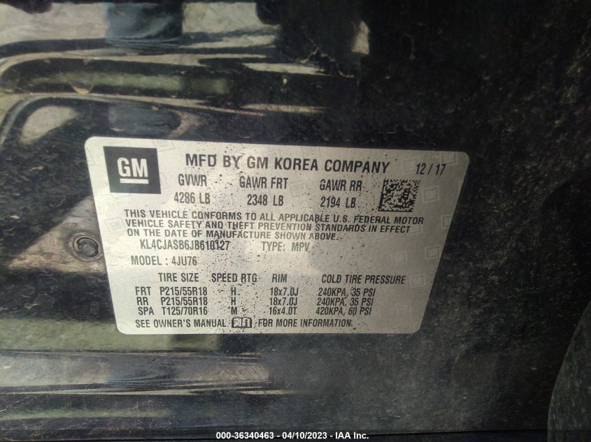 2018 BUICK ENCORE PREFERRED - KL4CJASB6JB610127