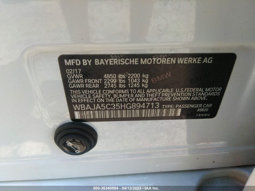 2017 BMW 5 SERIES 530I - WBAJA5C35HG894713