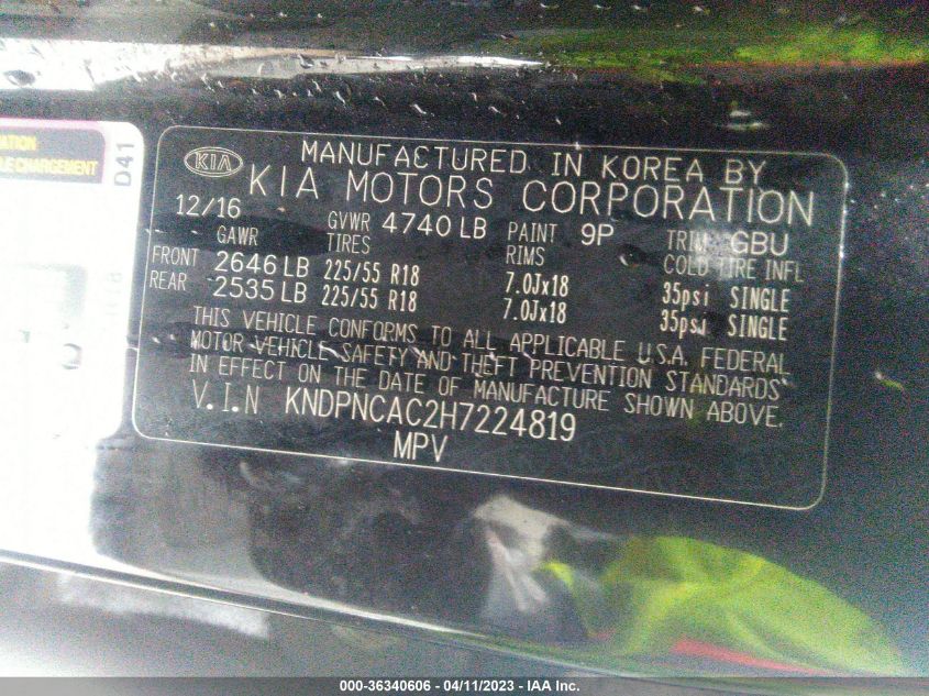 2017 KIA SPORTAGE EX - KNDPNCAC2H7224819