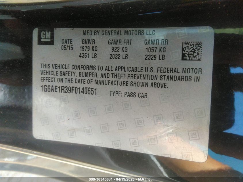 2015 CADILLAC ATS COUPE PREMIUM RWD - 1G6AE1R39F0140651