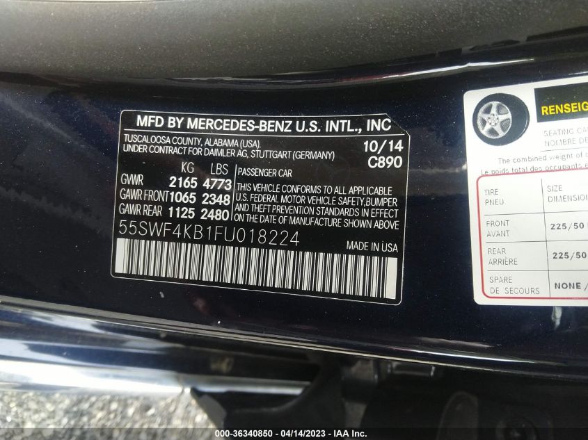 2015 MERCEDES-BENZ C-CLASS C 300 - 55SWF4KB1FU018224