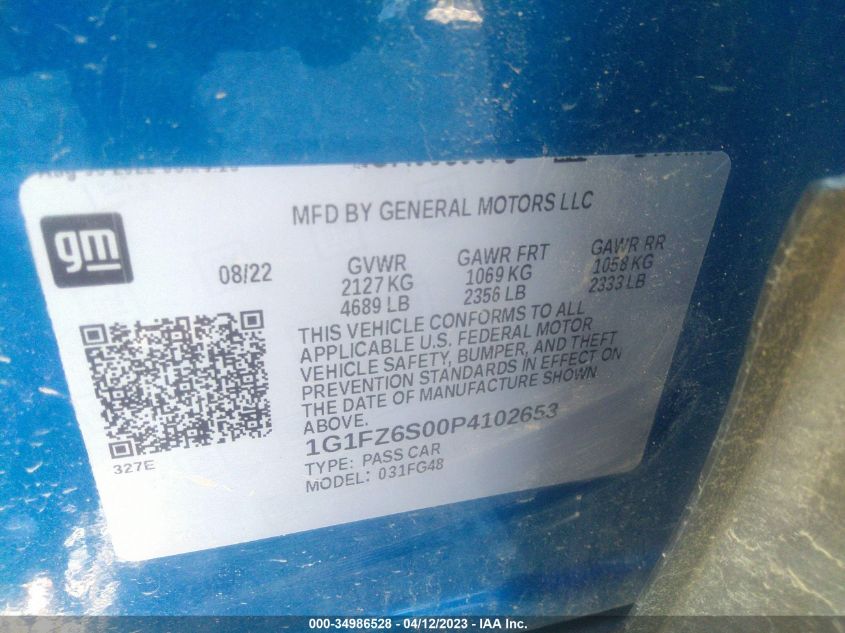 2023 CHEVROLET BOLT EUV PREMIER 1G1FZ6S00P4102653