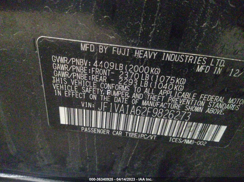 2015 SUBARU WRX - JF1VA1A62F9826273