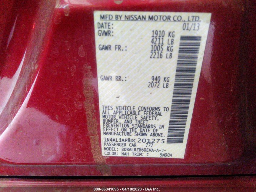 2013 NISSAN ALTIMA 2.5 S - 1N4AL3AP8DC201275
