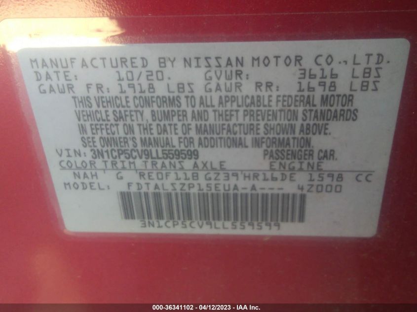2020 NISSAN KICKS SV - 3N1CP5CV9LL559599