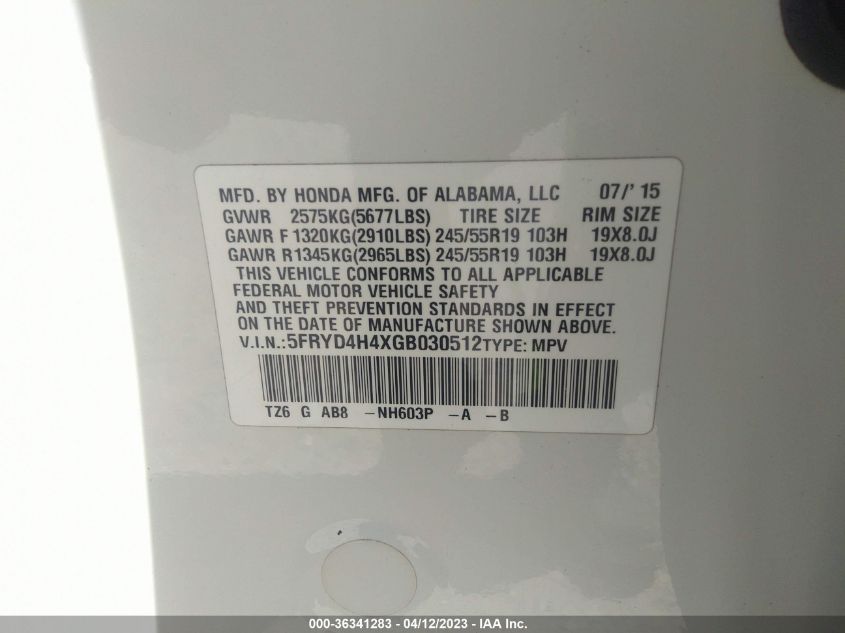 2016 ACURA MDX W/TECH/W/TECH - 5FRYD4H4XGB030512